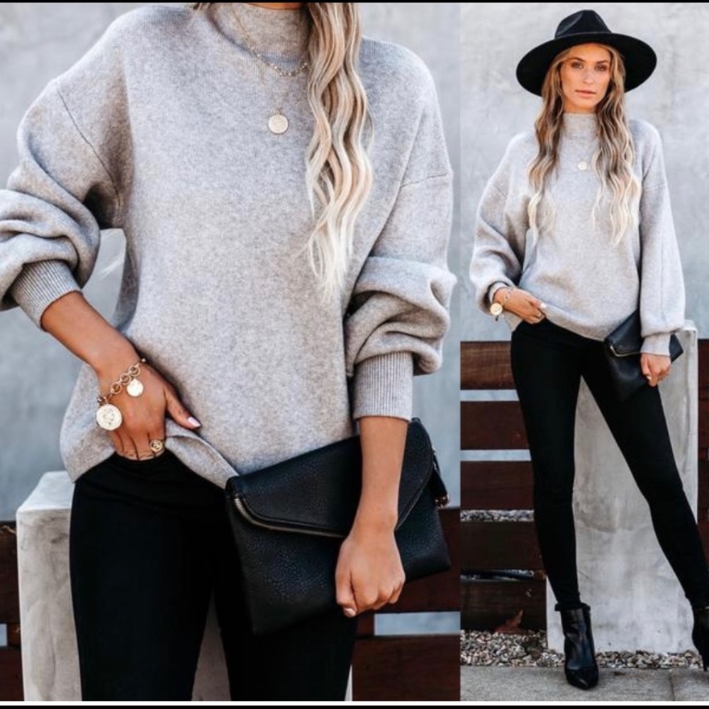 Vici grey mockneck Amsterdam sweater